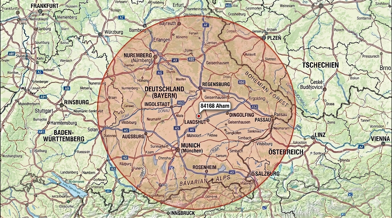 landkarte 200km um aham